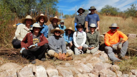 BRN staff and volunteers pose with an erosion control structure built during a volunteer day (photo by BRN).